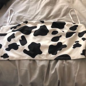 cow print tube top from shein